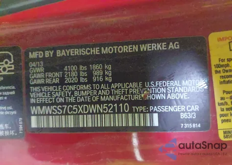 2013 Mini Paceman Cooper S z USA, uszkodzony, nr VIN WMWSS7C5XDWN52110